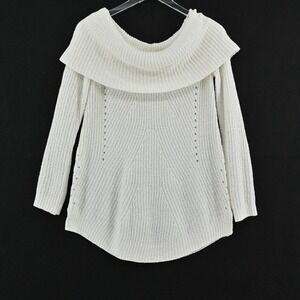 Anthropologie Moth Off The Shoulder Chenille Sweater Womens Size XS Cream Boho‎